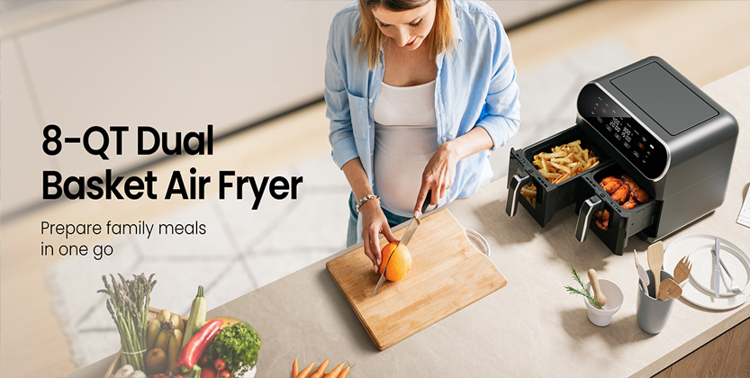 Read more about the article 8-QT Large Air Fryer Review: Dual Basket Airfryer with Clear Windows & 8 Cooking Modes