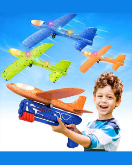 Fuwidvia 3-Pack Airplane Launcher Toys – LED Foam Gliders with 2 Flight Modes – Perfect Outdoor Flying Toy for Kids Aged 4-12