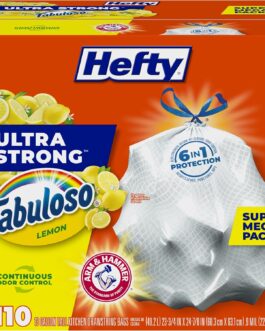 Hefty Ultra Strong 13 Gallon Trash Bags – Durable, Leak-Resistant Kitchen Bags with Odor Control