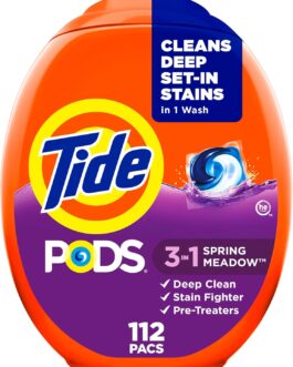 Tide PODS Laundry Detergent Pacs – 112 Count, Spring Meadow Scent, Stain Remover & Color Protector