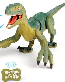 VERTOY Remote Control Dinosaur Toy – Interactive Walking Velociraptor with Lights & Sound for Kids