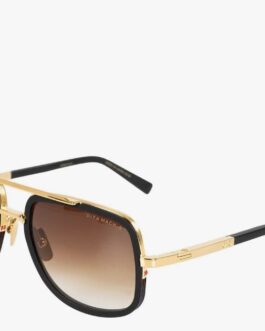 Dita MACH-S DT DTS412 A-01 Yellow Gold Aviator Sunglasses – Luxury Metal Frame with Brown Gradient Lens