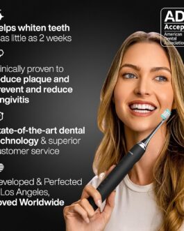 Aquasonic Black Series Ultra Whitening Toothbrush – Powerful ADA-Approved Electric Toothbrush