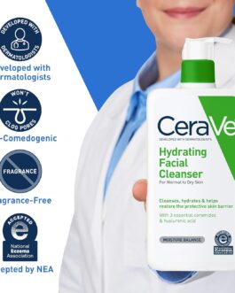 CeraVe Hydrating Facial Cleanser – Moisturizing Face Wash with Hyaluronic Acid for Dry Skin