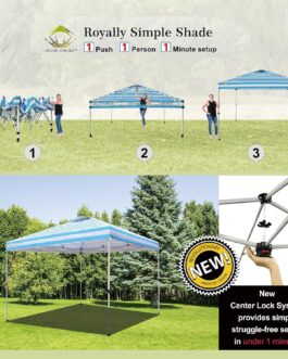 Crown Shades 10×10 Pop Up Canopy – Quick Setup Outdoor Tent with UV Protection & STO-N-Go Cover