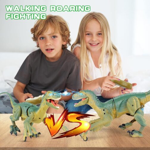 VERTOY Remote Control Dinosaur Toy - Interactive Walking Velociraptor with Lights & Sound for Kids - Image 2