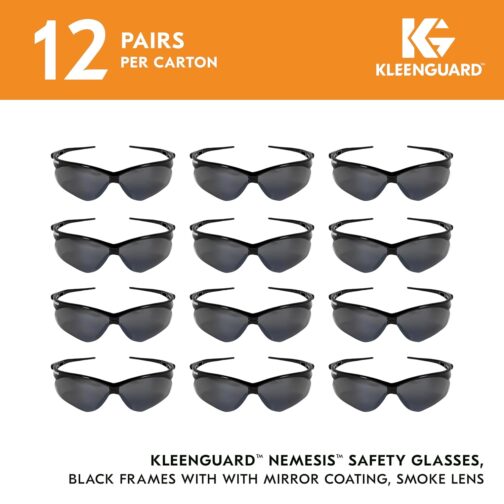 KleenGuard V30 Nemesis Safety Glasses – Mirror Coated Smoke Lenses | Unisex Protective Eyewear (12 Pairs) - Image 2