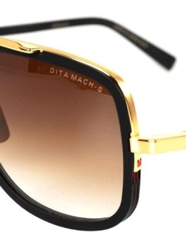 Dita MACH-S DT DTS412 A-01 Yellow Gold Aviator Sunglasses – Luxury Metal Frame with Brown Gradient Lens