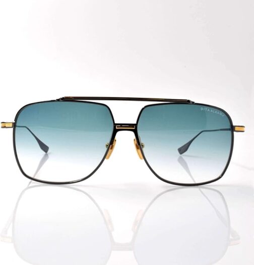 Dita ALKAMX DT DTS100 A-02 Black Rhodium/Yellow Gold Metal Aviator Sunglasses - Blue Gradient Lens | UV Protection & Stylish Design - Image 2