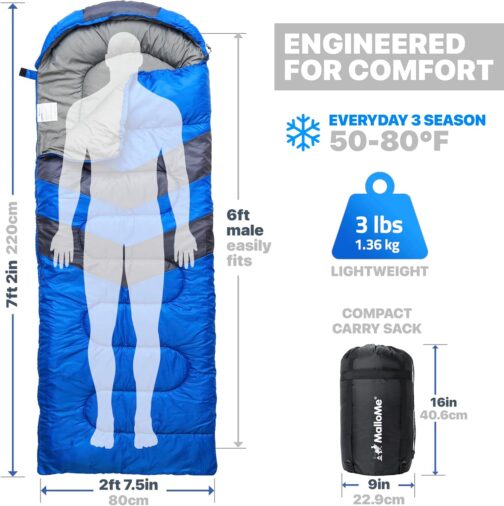 MalloMe Sleeping Bag – Lightweight, Warm & Waterproof Camping Essential for All Seasons - Image 2