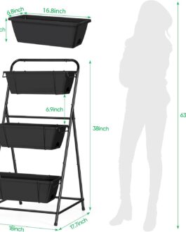 Raised Garden Bed 3-Tier Vertical Planter – Elevated Planter Boxes for Herbs, Vegetables & Flowers