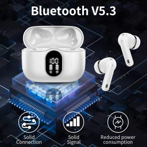 Wireless Earbuds Bluetooth 5.4 Headphones | Noise Cancelling, IP7 Waterproof, 36H Playtime | LED Display & Deep Bass Stereo Ear Buds - Image 3