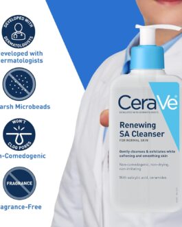 CeraVe Renewing Salicylic Acid Cleanser – Gentle Exfoliating Face Wash for Smooth & Hydrated Skin