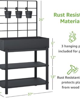 Elevated Planter Box with Trellis – Raised Garden Bed for Vegetables, Herbs & Flowers