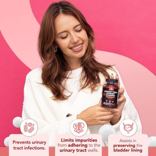 Cranberry D-Mannose Gummies | Urinary Tract Health Support for Women & Kids | Vegan, Non-GMO, with Hibiscus Flower Extract | USA Made - Image 2