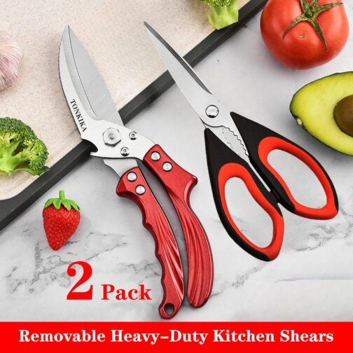 Heavy Duty Poultry Shears - Professional Detachable Kitchen Scissors (2 Pack) for Meat, Chicken, and Turkey Cutting | Rust-Resistant Stainless Steel | Ergonomic Grip & Safety Lock - Image 3