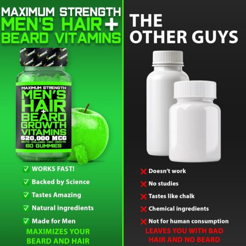 Best Beard Stuff’s Beard & Hair Growth Vitamins for Men | Maximum Strength Biotin Gummies for Thicker Hair & Beard - Image 4