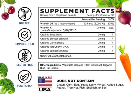 FarmHaven Vitamin D3 K2 Capsules | 5000 IU D3 & MK-7 K2 for Bone, Heart & Immune Support | Vegetarian, Non-GMO | 30% Commission - Image 4