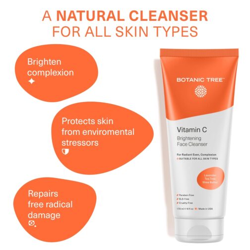 Botanic Tree Vitamin C Face Cleanser | Natural Anti-Aging, Acne Control & Pore-Minimizing Organic Wash | Brightening, Cruelty-Free, USA Made - Image 4