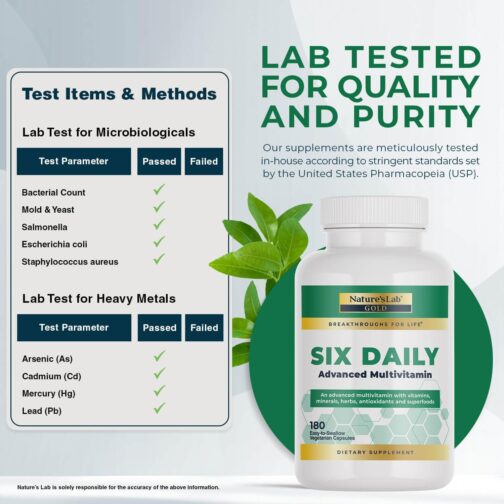 Six Daily Multivitamin by Nature’s Lab | 90 Nutrients, CoQ10, Vitamin B Complex & Zinc | Energy, Metabolism & Immune Support | Non-GMO Formula - Image 4