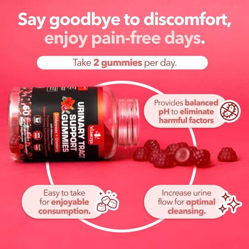 Cranberry D-Mannose Gummies | Urinary Tract Health Support for Women & Kids | Vegan, Non-GMO, with Hibiscus Flower Extract | USA Made - Image 4