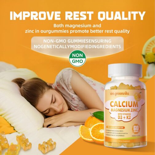 Awesome Calcium Magnesium Zinc Gummies with Vitamin D3 & K2 for Bone & Immune Health | Vegan & Sugar-Free - Image 5
