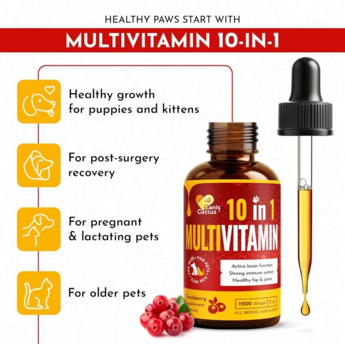 Canis&Cattus Multivitamin for Pets | Liquid Cat & Dog Vitamin with Cranberry | Complete Digestive, Urinary, and Immune Support - Image 5