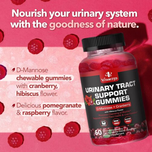 Cranberry D-Mannose Gummies | Urinary Tract Health Support for Women & Kids | Vegan, Non-GMO, with Hibiscus Flower Extract | USA Made - Image 5