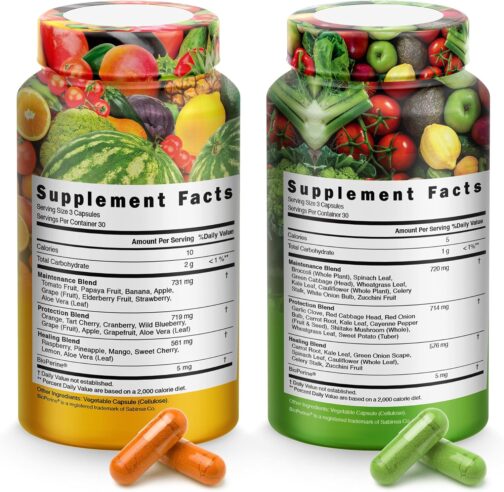 Fruits and Vegetables Supplements with BioPerine | 38 Superfoods for Daily Energy & Health | Vegan, USA Made, Non-GMO Capsules for Men & Women - Image 5