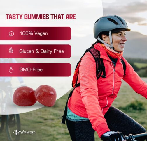 Beet Root Gummies with Nitric Oxide Support | Heart, Circulation & Energy Chews with Grape Seed, B12 & Vitamin C | Vegan, USA Made, 60 Count - Image 5
