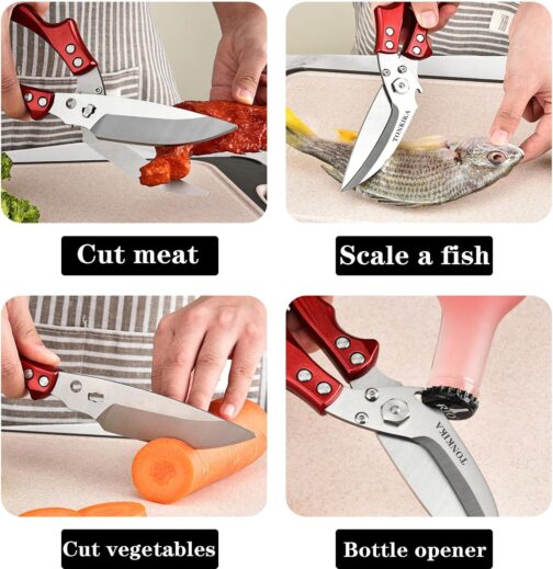 Heavy Duty Poultry Shears - Professional Detachable Kitchen Scissors (2 Pack) for Meat, Chicken, and Turkey Cutting | Rust-Resistant Stainless Steel | Ergonomic Grip & Safety Lock - Image 5