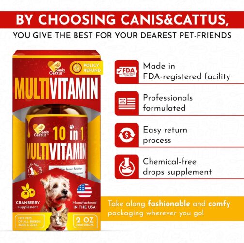 Canis&Cattus Multivitamin for Pets | Liquid Cat & Dog Vitamin with Cranberry | Complete Digestive, Urinary, and Immune Support - Image 6