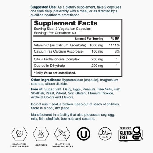 Super Vitamin C by Nature’s Lab | 500mg Non-Acidic Vitamin C, Citrus Bioflavonoids & Quercetin | Easy-to-Digest Vegetarian Capsules - Image 6