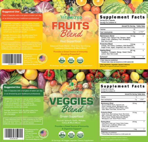 Fruits and Vegetables Supplements with BioPerine | 38 Superfoods for Daily Energy & Health | Vegan, USA Made, Non-GMO Capsules for Men & Women - Image 8