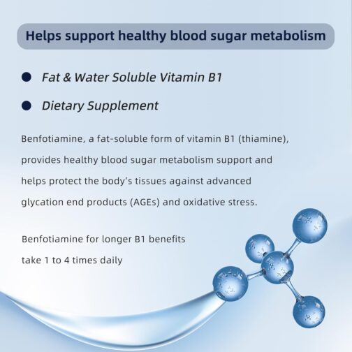 Benfotiamine 600mg Plus Vitamin B1 | High-Potency, Non-GMO, USA Made Supplement for Energy & Cellular Health | 120 Veggie Capsules - Image 8