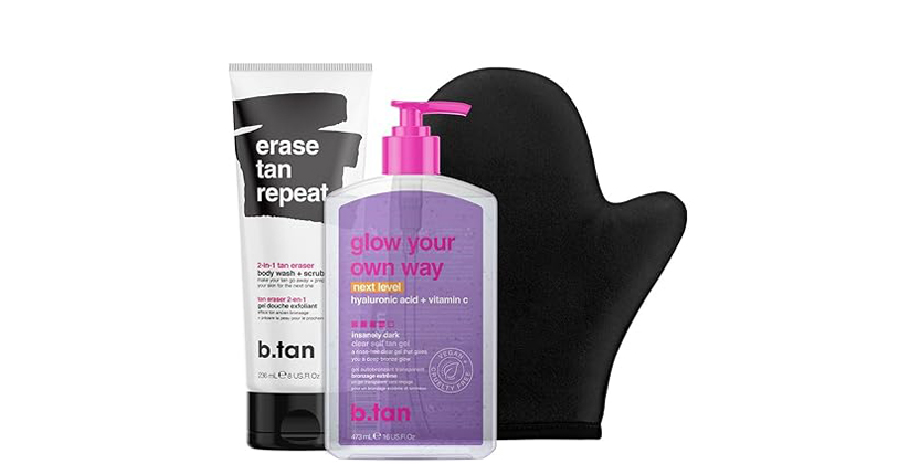You are currently viewing b.tan Clear Self Tanning Gel & Exfoliating Kit Review: Ultra-Dark Tan in Just 1 Hour
