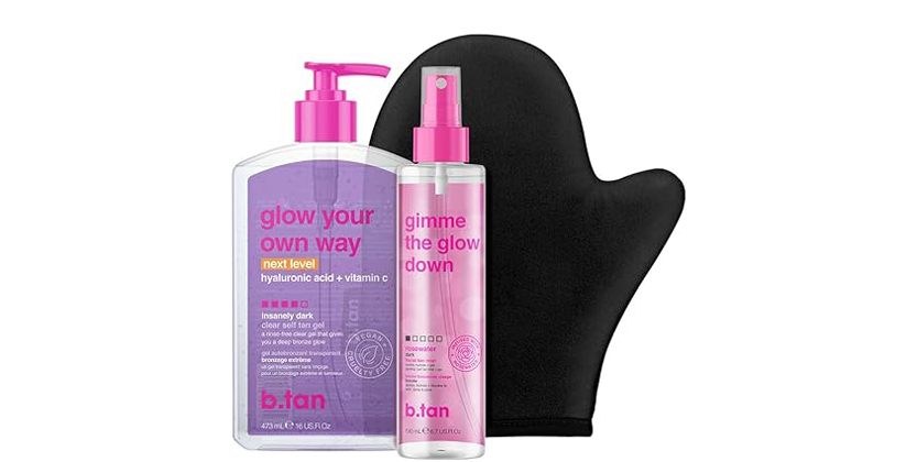 You are currently viewing b.tan Clear Self Tanning Gel & Face Spray Kit Review: Dark, Transfer-Resistant Tan That Glows Fast