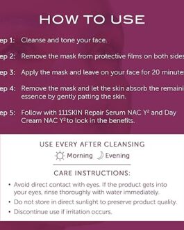 111SKIN Y Theorem Bio Cellulose Facial Mask – Hydrating Sheet Mask for Skin Elasticity, Soothing Face Mask with NAC Y2 & Centella Asiatica – 5 Pac
