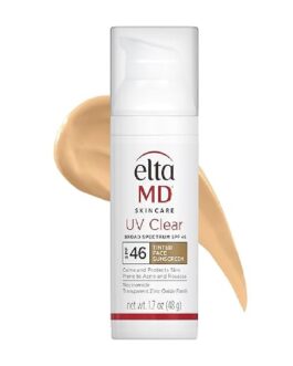 EltaMD UV Clear Tinted Face Sunscreen, SPF 46 Oil- Free Tinted Sunscreen with Zinc Oxide, Dermatologist Recommended Sunscreen, 1.7 oz Pump