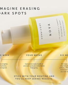 HERBIVORE Nova Brightening Serum – 15% Vitamin C + Turmeric for Dark Spots & Radiant Skin