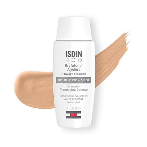 ISDIN Eryfotona Ageless Sunscreen Zinc Oxide and 100% Mineral Tinted Sunscreen SPF 50+