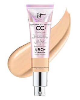 IT Cosmetics Your Skin But Better CC+ Cream Illumination - Color Correcting Cream, Full-Coverage Foundation, Hydrating Serum & SPF 50+ Sunscreen Radiant Finish 1.08 fl oz