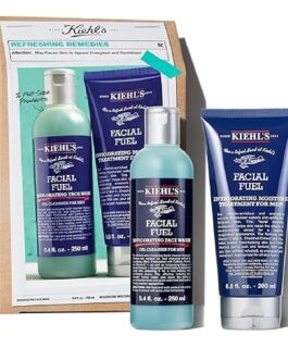 Kiehl's Essentials Men's Skincare Gift Set - $75 Value Routine Including Facial Fuel Cleanser and Moisturizer - Awaken & Hydrate Skin