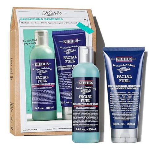 Kiehl's Essentials Men's Skincare Gift Set - $75 Value Routine Including Facial Fuel Cleanser and Moisturizer - Awaken & Hydrate Skin