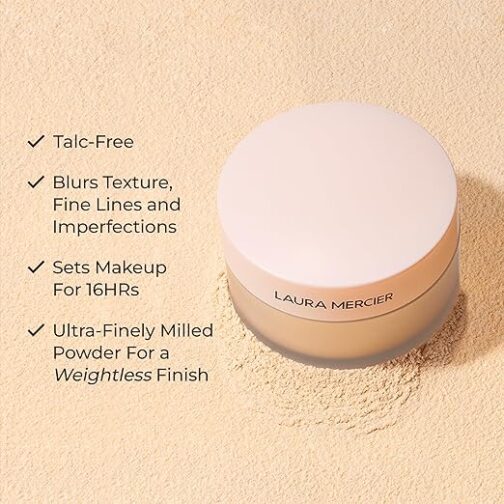Laura Mercier Talc-Free Setting Powder Ultra-Blur – Hydrating & Blurring Finish with Hyaluronic Acid for Normal to Mature Skin - Image 3