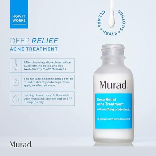 Murad Deep Relief Acne Treatment – 2% Salicylic Acid & Phytosteroid Formula for Deep, Painful Acne Breakouts & Redness - Image 3