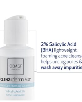 Obagi CLENZIderm M.D. Foaming Acne Cleanser with 2% Salicylic Acid – Deep Pore BHA Face Wash