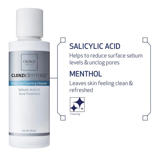 Obagi CLENZIderm M.D. Foaming Acne Cleanser with 2% Salicylic Acid – Deep Pore BHA Face Wash - Image 5