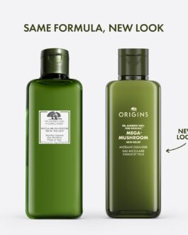 Origins Mega-Mushroom Micellar Cleanser – No-Rinse Face Cleanser for Sensitive Skin with Reishi and Glycerin