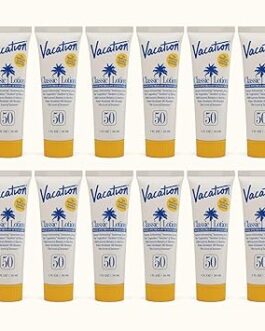 Vacation Mini Classic Lotion SPF 50, Water-Resistant, Mini Sunscreen Bulk Party Favor, Beach Must Haves, Traveling Essentials